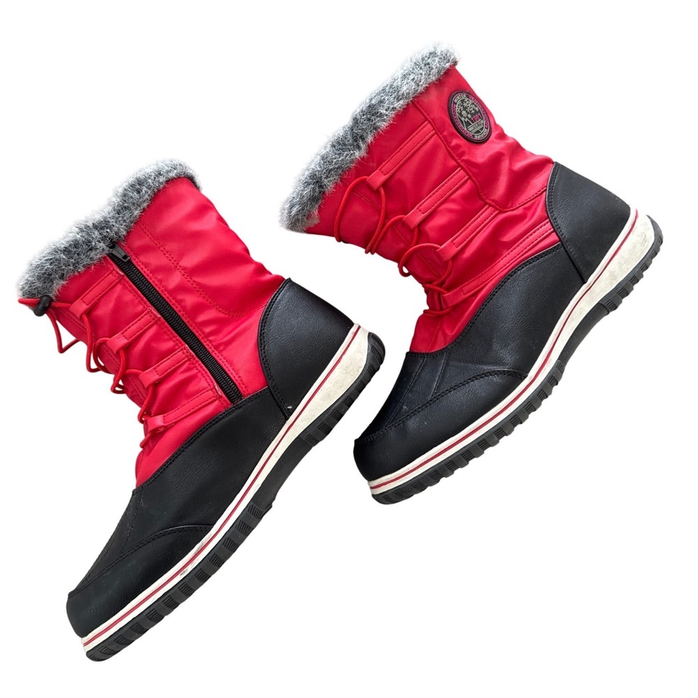 Weatherproof Adele Womens Red Black Faux Fur Winter Snow Boots Size‎ 9M